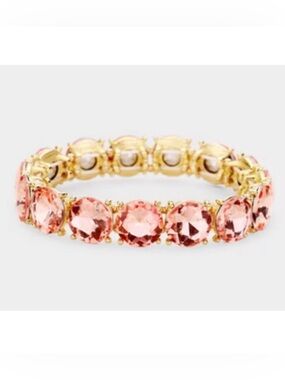 Bracelet round crystal glass stone stretch bracelet